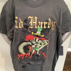 Men’s Large Ed Hardy Black and Red Graphic Tee